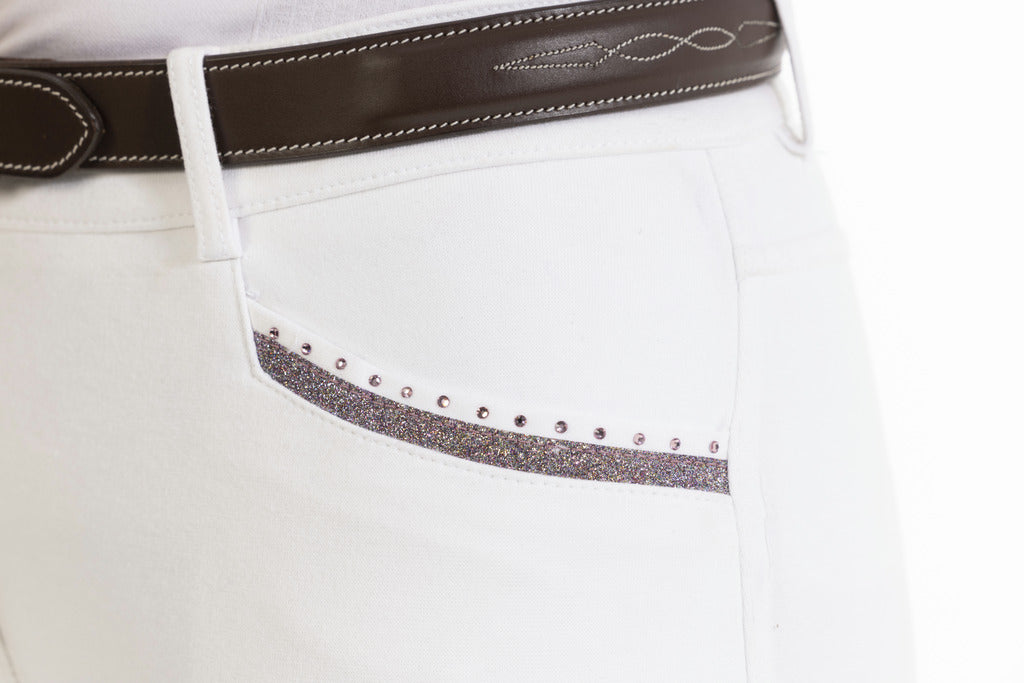 Pantalon Equitheme Kim blanc- Coton organique